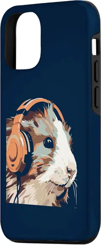 Vista 2 de iPhone 14 Funny Guinea Pig Gerbil & Headphones Case