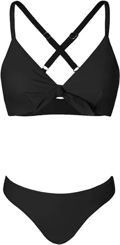 Vista 12 de CUPSHE - Conjunto de bikini de dos piezas para mujer, estampado floral y detalle de nudo de conejo