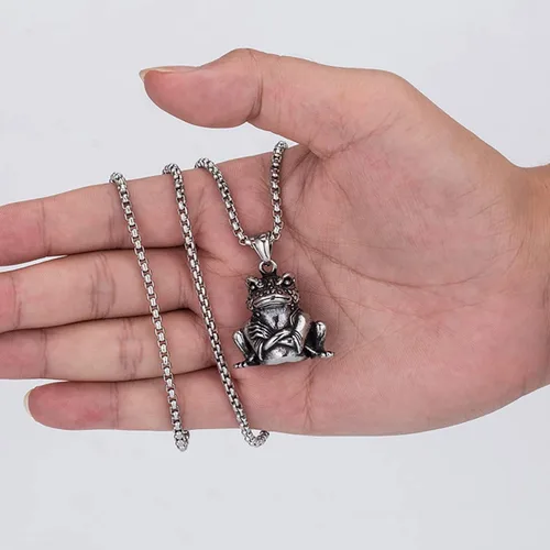 Vista 4 de FAZOVIN Collar de animales con colgante de águilaranabúhogatito con cadena de acero inoxidable de 23.6 pulgadas para hombres y mujeres