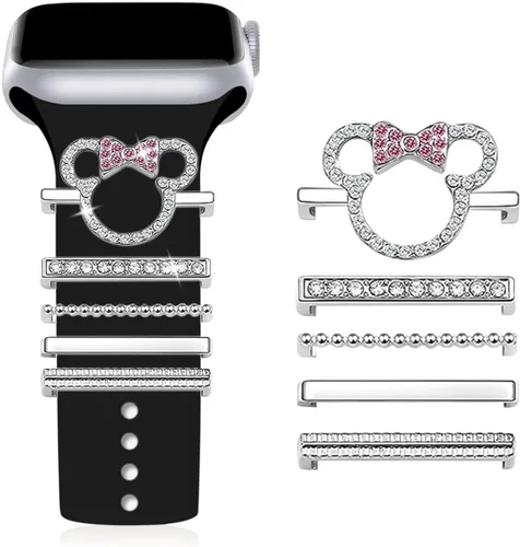 Vista 6 de Correa de reloj con abalorios, mejora tu correa de reloj con elegantes anillos decorativos compatibles con la correa de Apple Watch para iWatch