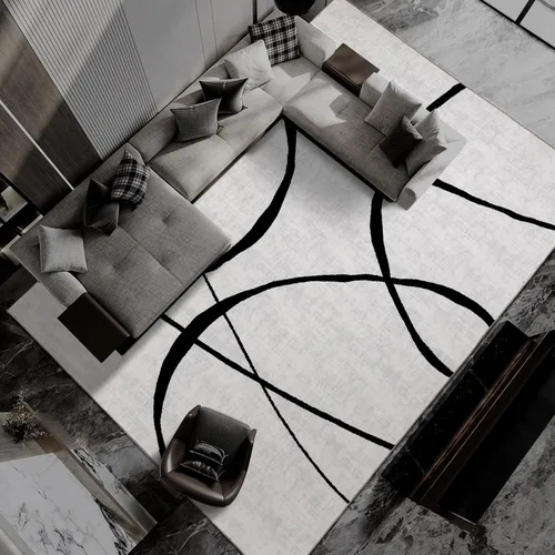 Vista 23 de YIHOUSE Alfombra lavable de 5 x 7 pies, moderna abstracta en blanco y negro, antideslizante, para dormitorio, oficina en casa (abstracto, 5 x 7 pies)