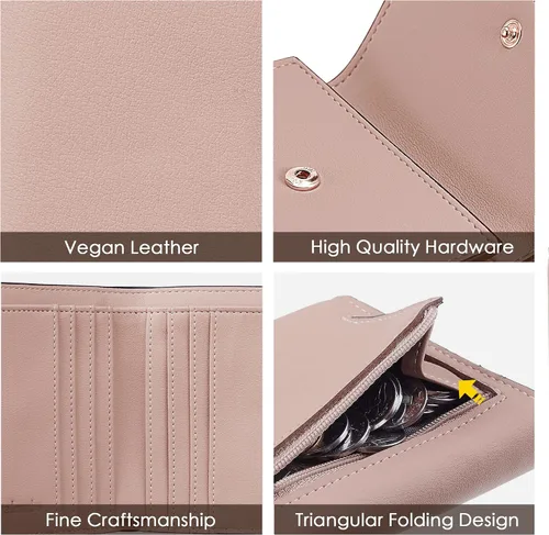 Vista 8 de Travelambo Cartera pequeña y compacta con bloqueo RFID para tarjetas de crédito, monedero de bolsillo para mujer