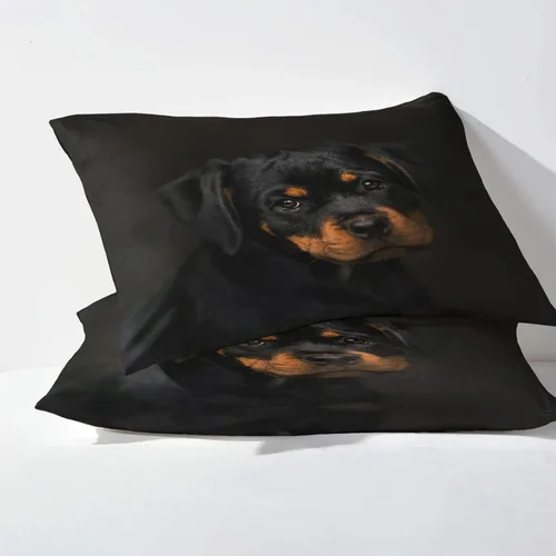 Vista 2 de Rottweiler - Funda de edredón tamaño individual Juego de ropa de cama para perros 2 piezas Funda de edredón con patrón de microfibra suave