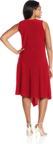 Vista 2 de Star Vixen Vestido asimétrico sin mangas con cuello plegable para mujer, talla grande