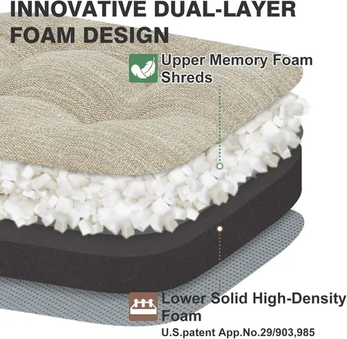Vista 2 de Shinnwa Juego de 2 cojines para silla de comedor, cojines para silla de cocina de espuma viscoelástica de doble capa, almohadillas de asiento