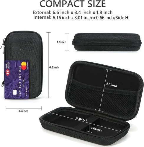 Vista 2 de Funda de protección portátil de goma EVA para batería externa, teléfono celular, GPS, disco duro, cable de carga USB, bolsa de transporte