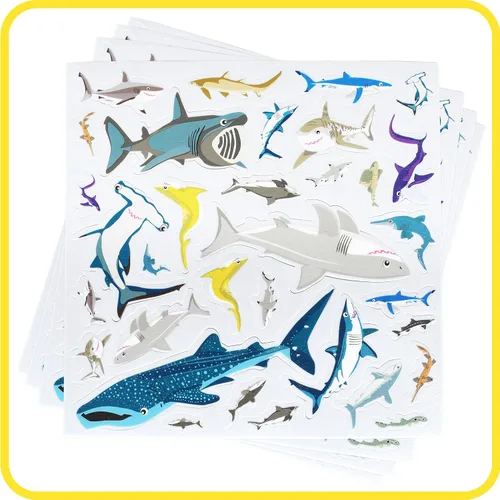 Vista 6 de READY 2 LEARN Calcomanías de espuma – Tiburones – Paquete de 132 – Calcomanías autoadhesivas para niños – Calcomanías 3D de tiburón lindas