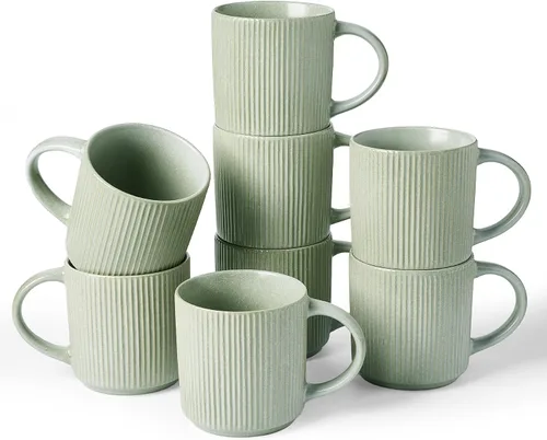 Vista 28 de famiware Juego de 4 tazas de café de 12 onzas, tazas de cerámica con asa Negro (Star-Black)