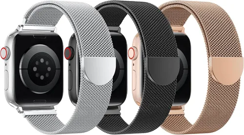 Vista 10 de BELONGME Paquete de 3 correas de malla en bucle compatibles con Apple Watch para mujeres y hombres 40mm 41mm 38mm 42mm 44mm 45mm 49mm 46mm Series 11