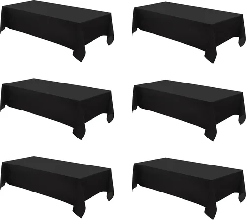 Vista 17 de Mantel Cuadrado 52 x 52 Pulgadas Manteles Negros Resistente a Manchas y Arrugas Lavable de Poliéster para Fiestas, Buffets y Bodas Mantel