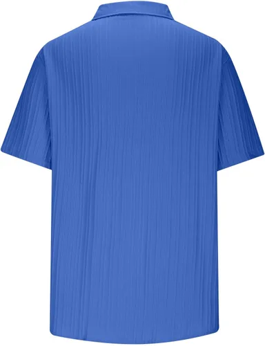 Vista 3 de Ctreela Camisa cubana de lino de manga corta para hombre, ligera, con botones, guayabera, camisas de trabajo casuales con cuello vuelto