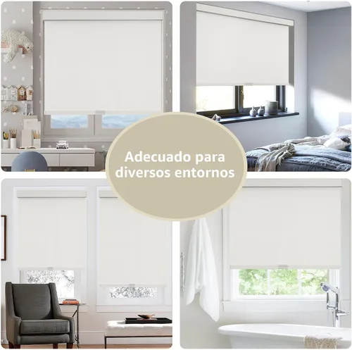 Vista 6 de SUNOFF Persianas Enrollables Opacas Inalámbricas para Ventanas de Parada Libre, Bajar Oscurecimiento de Habitación con Cenefa, Persianas de Tela