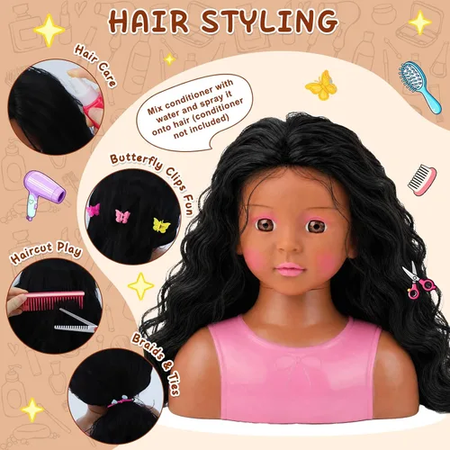 Vista 4 de Cabeza de muñeca para peinar el cabello para niños