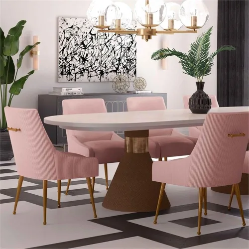 Vista 2 de Tov Furniture Beatrix - Silla auxiliar de comedor de terciopelo plisado (rubor)