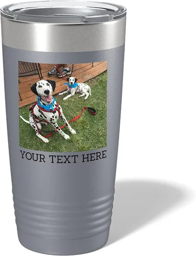 Vista 10 de Vaso personalizado de 20 onzas (17 colores) con foto impresa con aislamiento térmico de acero inoxidable recubierto de polvo con tapa, regalo