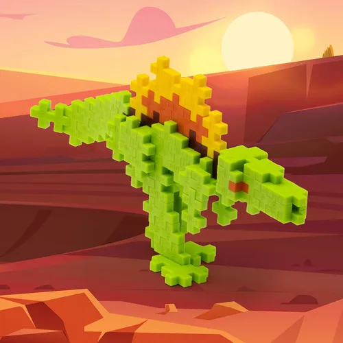 Vista 2 de PLUS PLUS Spinosaurus - Juego de bloques de construcción de figuras de dinosaurio 3D, mini piezas de rompecabezas entrelazadas, juguetes divertidos