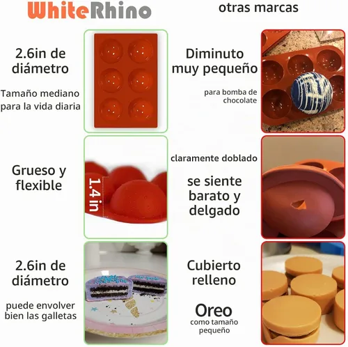 Vista 8 de WhiteRhino Juego de moldes de silicona con forma de corazón de chocolate, grandes rompibles, bomba de cacao caliente de 2.6 pulgadas, moldes