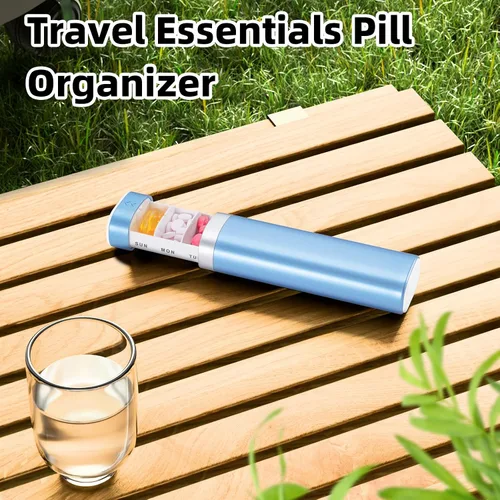 Vista 6 de Betife Pastillero de viaje semanal de 7 días, pastillero diario compacto, estuche portátil para medicamentos, lindo pastillero para suplementos