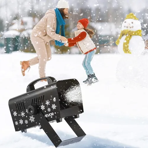 Vista 8 de VEVOR Máquina de nieve portátil de 800 W, máquina de nieve portátil inalámbrica remota con tanque y mango de 1 litro, fabricante de copos de nieve