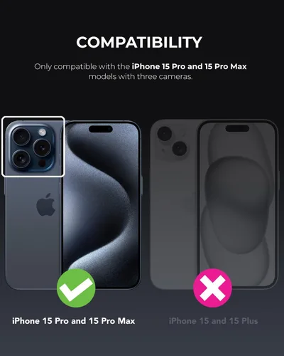 Vista 2 de UARMOR - Protector de lente de cámara para iPhone 15 Pro y 15 Pro Max, vidrio templado 9H y anillo de aluminio, HD transparente, kit de fácil