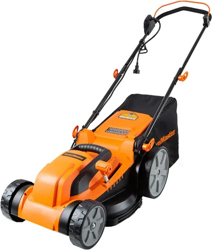 Vista 2 de LawnMaster MEB1216K - Cortacésped eléctrico de 16 pulgadas, 12 amperios, y Yard Master 9940010, cable de extensión de 120 pies, ligero