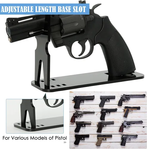 Vista 4 de OCQOTAT Estante de Exhibición de Pistola de Acrílico - Soporte de Pistola Ajustable, Soporte de Pistola Transparente Negro para Pistola de Mano