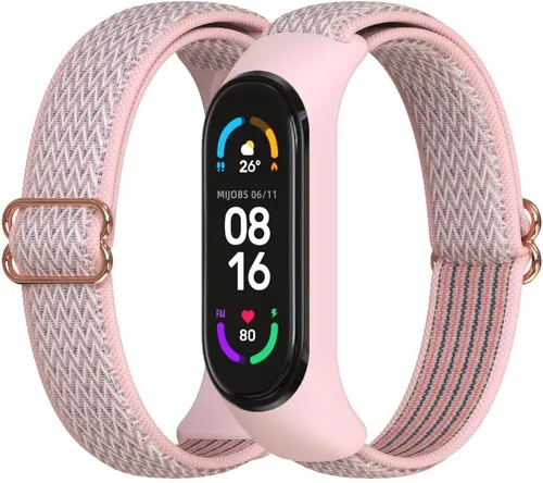 Vista 13 de CYTSH Correa de reloj para Mi Band 6 Correa elástica ajustable de nailon trenzado Miband 6 Miband 5 Pulsera 5 6 Correa de reloj 2 piezas
