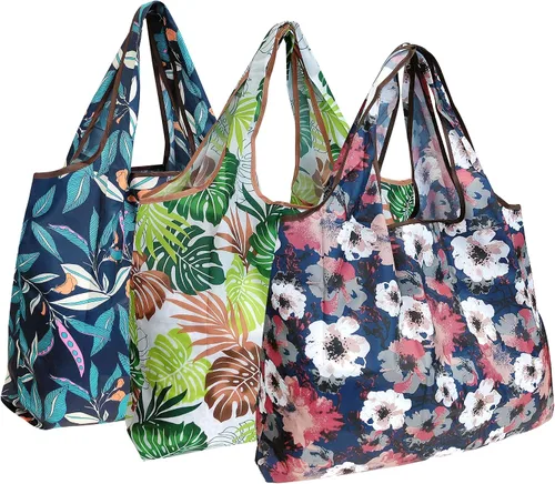 Vista 10 de Wrapables Bolsas de compras reutilizables de nylon grandes ecológicas (juego de 3)