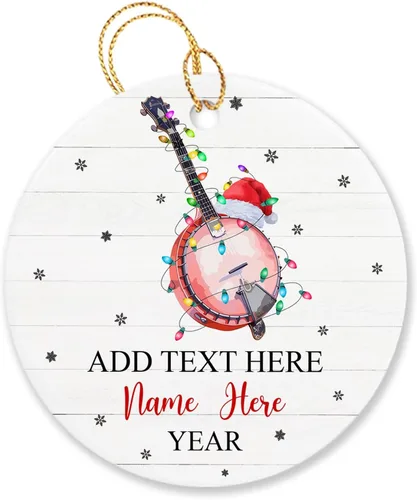 Vista 26 de Adorno de Navidad personalizado de acordeonista que toca acordeón, nombre personalizado y año, adorno de Navidad para acordeonista, instrumento