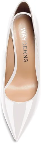 Vista 4 de WAYDERNS Zapatos de tacón alto con puntera puntiaguda para mujer, de 3.5 pulgadas