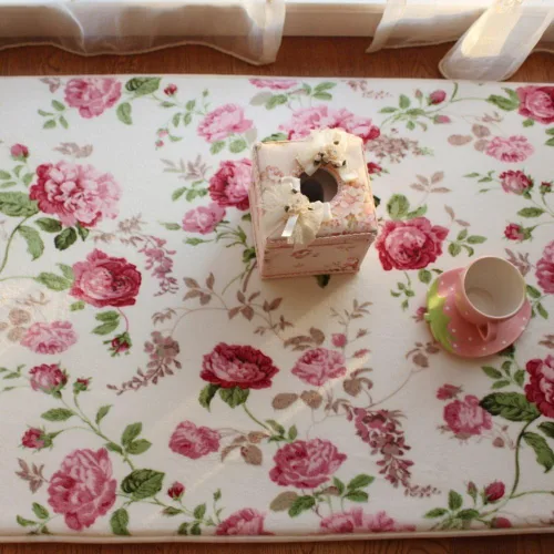 Vista 3 de UKELER Alfombras románticas de estilo campestre americano con estampado de rosas rosas para sala de estar, 39.3 x 59 pulgadas