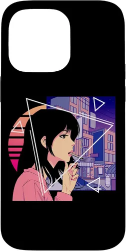 Vista 21 de Retro 80's Japanese Lofi Vaporwave Aesthetic Sad Anime Girl Case for iPhone 17