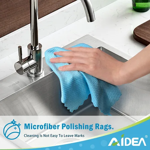 Vista 3 de AIDEA Paños de limpieza de microfibra, 8 Paños de limpieza multiusos, paño de limpieza de microfibra para pulido, paño de limpieza de ventanas