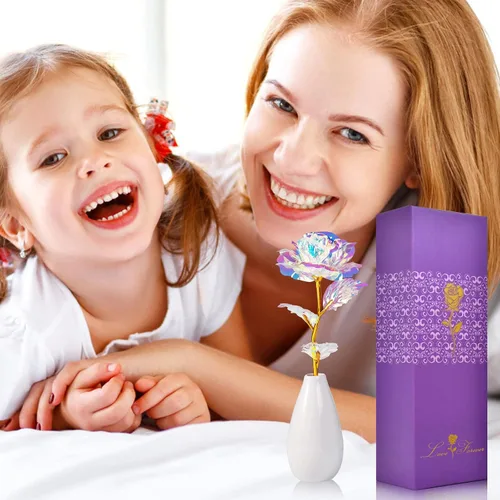 Vista 5 de Regalos de cumpleaños para mujeres, mamá, abuela, rosas artificiales con Colorido
