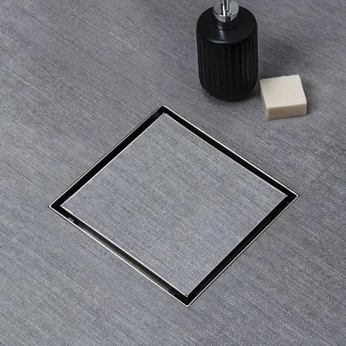 Vista 12 de SaniteModar Drenaje de ducha lineal, drenaje de ducha negro de 12 pulgadas con panel 2 en 1 de inserción plana y de azulejos, drenaje de suelo