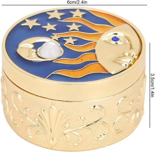 Vista 2 de Caja de almacenamiento de joyería vintage, caja de almacenamiento de regalo para manualidades, caja de almacenamiento con diseño de luna y estrella