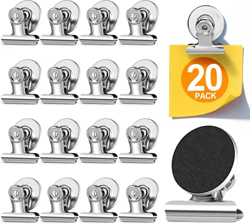 Vista 8 de 20 unidades de clips magnéticos, imanes para nevera, imanes para refrigerador, clips magnéticos negros para pizarra, imanes de clip