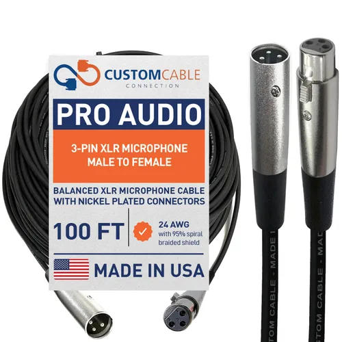 Vista 6 de Custom Cable Connection 25 pies XLR hembra a hembra 3 Pin Economy Cable
