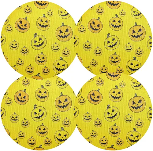 Vista 2 de Yellow Pumpkins Dining Room Table Placemats, Non Slip Placemats Set Washable for Kitchen Table one sizex6