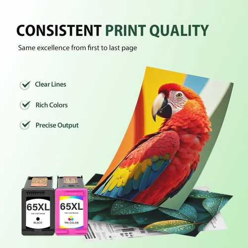 Vista 5 de 65XL 65 Cartuchos de tinta negro/color Combo Pack DeskJet 3755 Envy 5055 Compatible Reemplazo para HP 65XL Negro y color para HP DeskJet 3772 3752