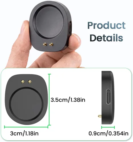 Vista 3 de Paquete de 2 muelles de carga tipo C compatibles con Amazfit T-Rex 3/T-Rex 3 Pro/Balance/Balance 2/Helio Strap/Active Max adaptador de cargador