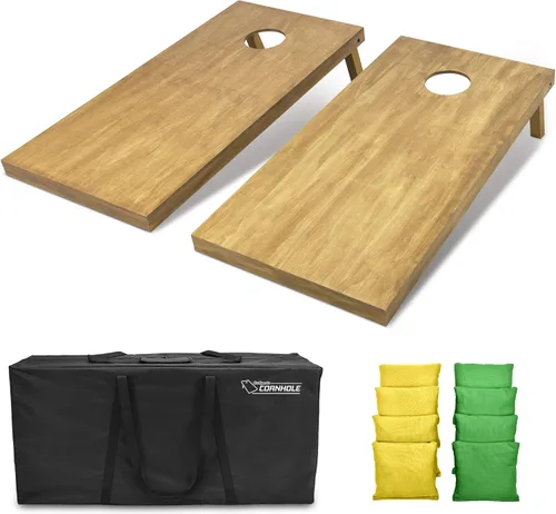 Vista 42 de GoSports 4 ft x 2 ft Regulation Size Wooden Cornhole Boards Set with Light Brown Finish - Includes Carrying Case and Bean Bags Negro- gris