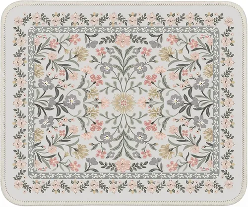 Vista 11 de iCasso Alfombrilla de mouse estética pequeña con diseño floral, mini alfombrilla de mouse portátil rosa, antideslizante y cómoda, de tela para mouse