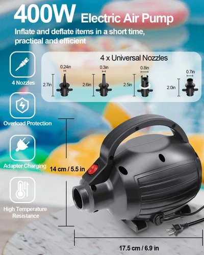 Vista 6 de Electric Air Pumps for Inflatables Gymnastics Track Mat Pool Float
