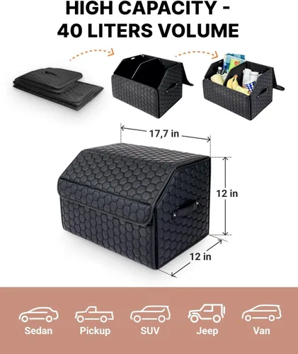 Vista 6 de Owleys Organizador plegable de maletero para Ford Maverick - Almacenamiento plegable de carga con tapa - Pequeña caja de camioneta y organizador