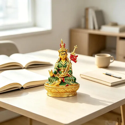 Vista 2 de Estatua de cobre coloreada Padmasambhava del loto del loto tibetano de 6 pulgadas de los proveedores budistas tibetanos de Buda