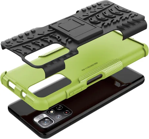 Vista 3 de Asuwish Funda de teléfono para Xiaomi Poco M4 Pro 5G/Redmi Note 11S 5G con protector de pantalla de vidrio templado y soporte delgado híbrido