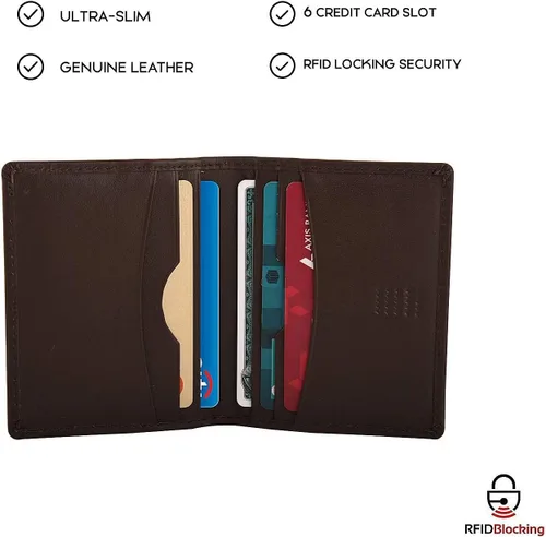 Vista 3 de Maison De Noah Cartera de cuero de napa con bloqueo RFID y solapa multiranura para hombre