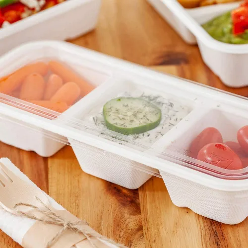 Vista 2 de Restaurantware -Solo tapas: tapas Pulp Tek de 9 x 4 pulgadas para contenedores de bagazo de 17 onzas, 100 tapas herméticas para contenedores