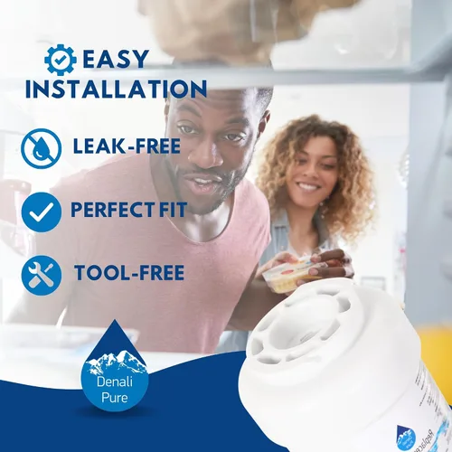 Vista 6 de Denali Pure Paquete de 2 filtros de agua de repuesto para refrigerador Hotpoint HSS25GFPJWW, compatible con Hotpoint MWF, cartucho de filtro de agua